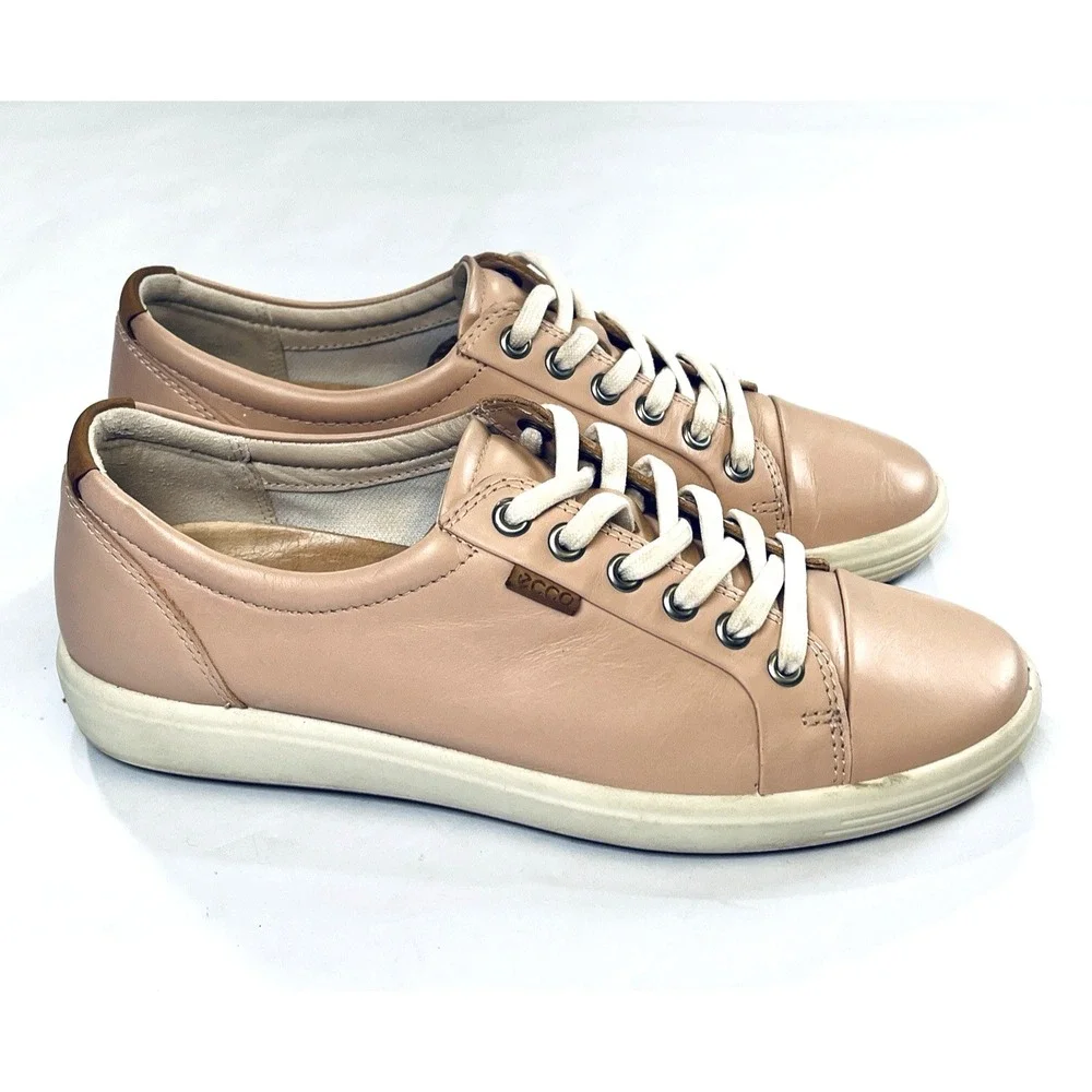 Ecco Soft 7 Shoes Womens EU 39/8-8.5 US Pink‎ Leather Casual Comfort Sneakers